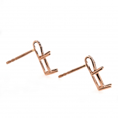 Cushion 7X5mm Earring Semi Mount in 14K Rose Gold With Diamond Accents (ER0270)