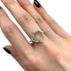 Cushion 8mm Ring Semin Mount in 14K Dual Tone (White/Yellow) Gold with Accent Diamonds (RG2993)