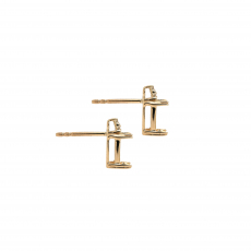 Cushion 8x6mm Earring Semi Mount in 14K Yellow Gold with Accent Diamonds (ER1237)