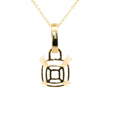 Cushion Shape 10mm Pendant Semi Mount In 14K Yellow Gold With Accented White Diamonds(Chain Not Included)