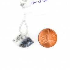 Dendrite Opal Drop Fan Shape 16x22mm Drilled Bead Single Piece