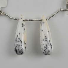 Dendrite Opal Drops Briolette Shape 32x10mm Drilled Beads Matching Pair
