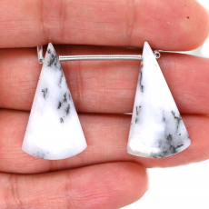 Dendrite Opal Drops Conical Shape 30x17mm Drilled Bead Matching Pair
