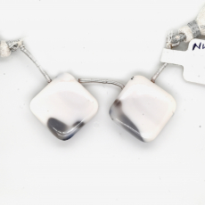 Dendrite Opal Drops Cushion Shape 19x19mm Drilled Bead Matching Pair