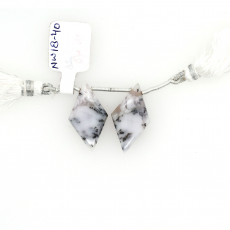 Dendrite Opal Drops Diamond Shape 26x14mm Drilled Bead Matching Pair