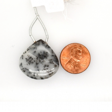 Dendrite Opal Drops Heart Shape 25x25mm Drilled Bead Single Piece
