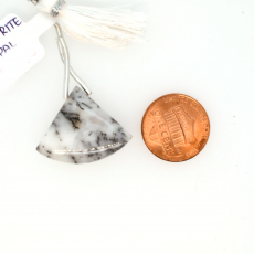 Dentrite Opal Drop Fan Shape 21x17mm Drilled Bead Single Piece