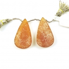 Druzy Quartz Drops Almond Shape 35x20mm Drilled Beads Matching Pair