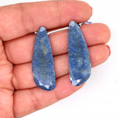 Dumortierite Drop Wing Shape 41x14mm Drilled Bead Matching Pair