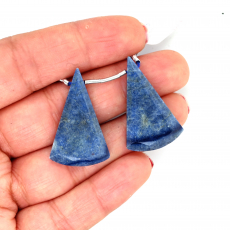 Dumortierite Drops Conical Shape 32x20mm Drilled Beads Matching Pair