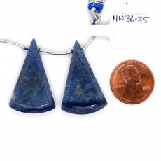 Dumortierite Drops Conical Shape 32x20mm Drilled Beads Matching Pair