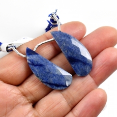 Dumortierite Drops Fancy Shape 33x13mm Drilled Beads Matching Pair