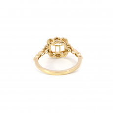 East-West Cushion Shape 8x6mm Ring Semi Mount In 14K Yellow Gold With Diamond Accent