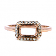 East West Emerald 7x5mm Ring semi Mount in 14K Rose Gold  with Diamond Accents