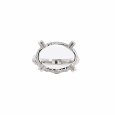 East West Oval 16x12mm Ring Semi Mount in 14K White Gold With Diamond Accents (RG0747)