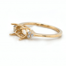 East West Oval 8x6mm Ring Semi Mount in 14K Yellow Gold With Diamond Accents (RG0154)