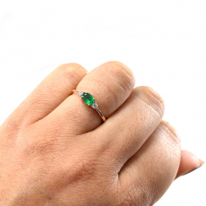 East West Zambian Emerald Oval 0.42 Carat Ring In 14K Rose Gold With Accented Diamonds