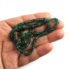 Emerald Beads Roundelle Shape  5mm To 2mm Accent Bead Ready To Wear Necklace