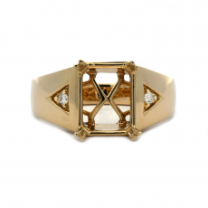 Emerald Cushion 10x8mm  Men's Ring Semi Mount In 14K Yellow Gold With White Diamond (RG6077)