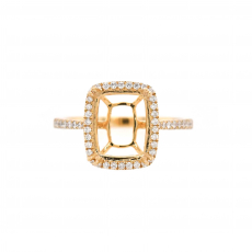 Emerald Cushion 10x8mm Ring Semi Mount in 14K Yellow Gold With White Diamond (RG1220)