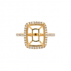 Emerald Cushion 11x9mm Ring Semi Mount in 14K Yellow Gold With White Diamond (RG1245)