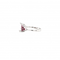 Emerald Cushion Shape 9x6.5mm Ring Semi Mount In 14K White Gold With Accent Burmese Ruby