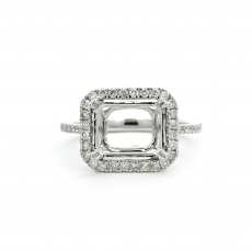 Emerald Cut 10x8mm Ring Semi Mount in 14K White Gold With Diamond Accents (RG2917)