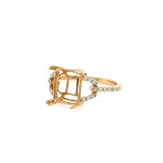 Emerald Cut 10x8mm Ring Semi Mount in 14K Yellow Gold with Accent Diamonds (RG2231)