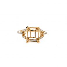 Emerald Cut 10x8mm Ring Semi Mount in 14K Yellow Gold With Diamond Accents (RG2231)