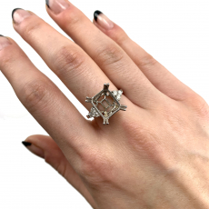 Emerald Cut 11x9mm Ring Semi Mount in 14K White Gold with Accent Diamonds (RG1883)