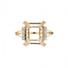 Emerald Cut 11x9mm Ring Semi Mount In 14K Yellow Gold With Diamond Accents (RG3808)