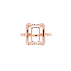 Emerald Cut 12x10mm Ring Semi Mount In 14K Rose Gold With White Diamonds (RG2523)