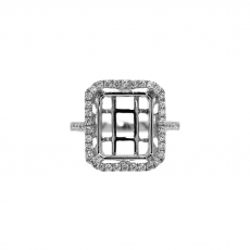 Emerald Cut 12x10mm Ring Semi Mount in 14K White Gold with Accent Diamonds (RG3827)