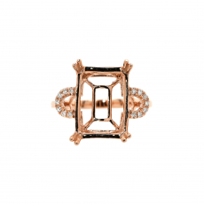 Emerald Cut 14x10mm Ring Semi Mount in 14K Rose Gold with Accent Diamonds (RG1928)