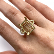 Emerald Cut 14x10mm Ring Semi Mount in 14K Yellow Gold with Accent Diamonds (RG1928)