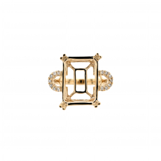 Emerald Cut 14x10mm Ring Semi Mount in 14K Yellow Gold With Diamond Accents (RG1928)