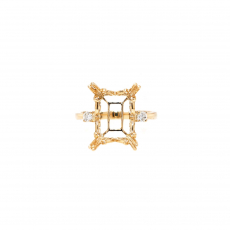 Emerald Cut 14x10mm Ring Semi Mount in 14K Yellow Gold With Diamond Accents (RG2030)