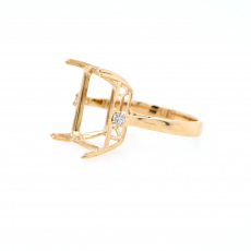 Emerald Cut 16X12mm Ring Semi Mount in 14K Yellow Gold with Accent Diamonds (RG1261)