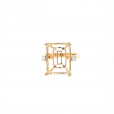 Emerald Cut 16X12mm Ring Semi Mount in 14K Yellow Gold With Diamond Accents (RG1261)