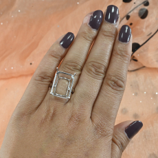 Emerald Cut 20x15mm Ring Semi Mount in 14K White Gold
