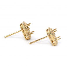 Emerald Cut 5x3mm Stud Earring in 14K Yellow Gold with Diamond Accents