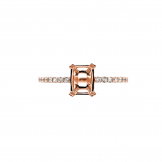 Emerald Cut 5x7mm Ring Semi Mount in 14K Rose Gold with Accent Diamonds (RG4011)