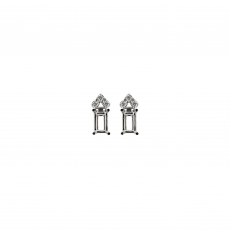 Emerald Cut 6x4mm Earring Semi Mount in 14K White Gold with Accent Diamonds (ER2054)
