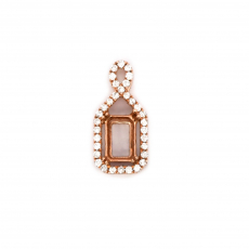 Emerald Cut 6x4mm Pendant Semi Mount In 14K Rose Gold With Accented Diamonds(PD0732)