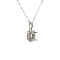 Emerald Cut 6x4mm Pendant Semi Mount in 14K White Gold With Diamond Accents (Chain Not Included)