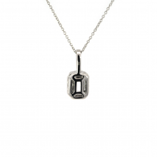 Emerald Cut 6x4mm Pendant Semi Mount in 14K White Gold With White Diamonds(Chain Not Included)