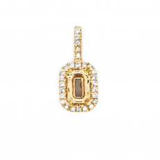 Emerald Cut 6x4mm Pendant Semi Mount In Yellow Gold With Accented Diamonds