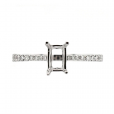 Emerald Cut 6X4mm Ring Semi Mount in 14K White Gold With White Diamonds (RG3331)