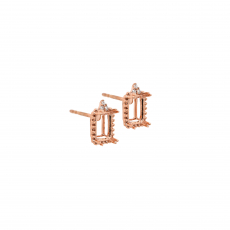 Emerald Cut 7x5mm Earring Semi Mount in 14K Rose Gold With Diamond Accents (ER1824)