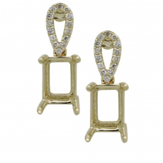 Emerald Cut 7x5mm Earring Semi Mount in 14K Yellow Gold with Accent Diamonds (ER1825)